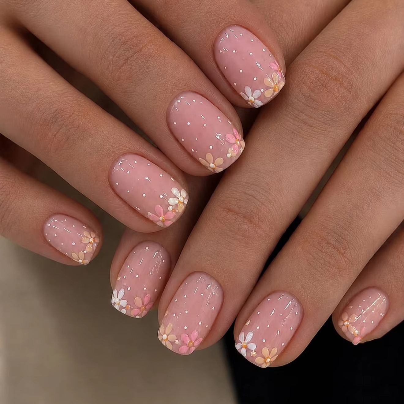 Nail Art Dusty Pink - Short Square Reusable Glue‑on False Nails