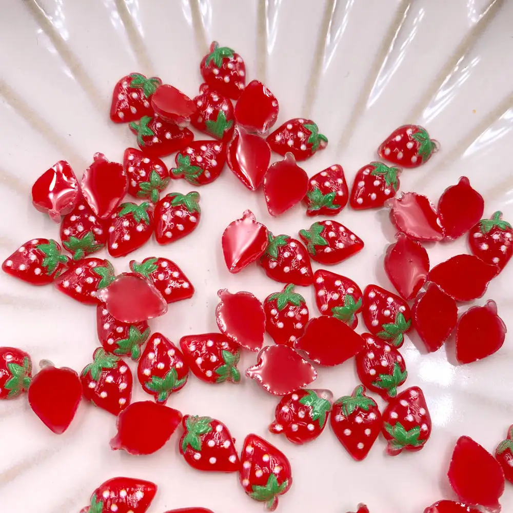 Nail Art Strawberry - 60Pcs Glitter Resin Colorful Mini 3D