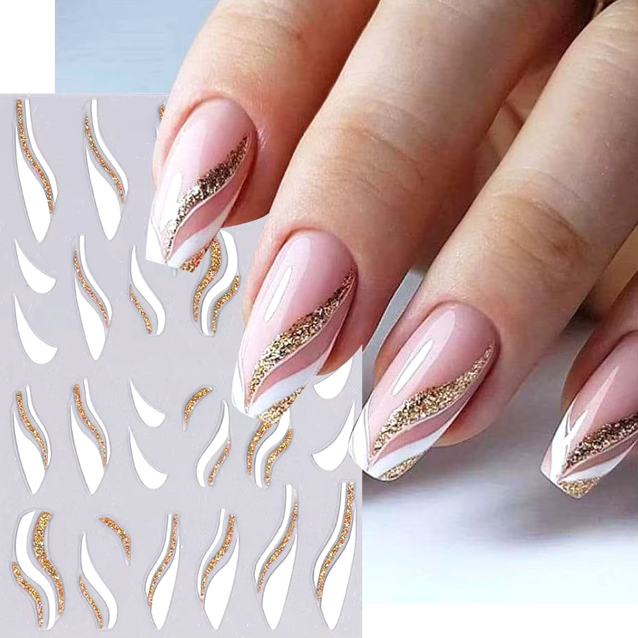 1pcs Gold Glitter French Desig - Nail Art Xmas Design review and price