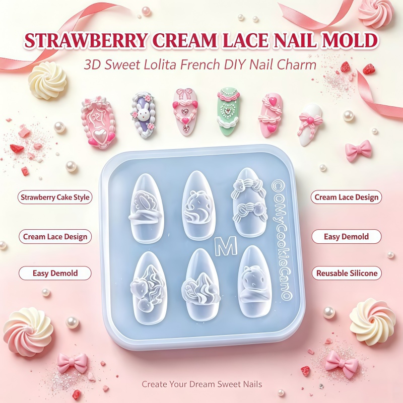 Strawberry Cream Ruffle 3D Fre - Nail Art Strawberry review and price