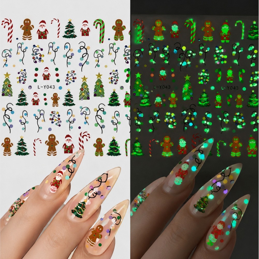 2Pcs Christmas Glow‑in‑the‑Dar - Nail Art Xmas Design review and price