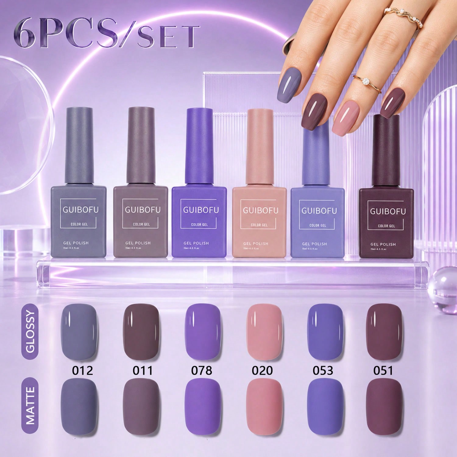6Pcs 15ml Gel Polish Set,Laven - Nail Art Dusty Pink review and price