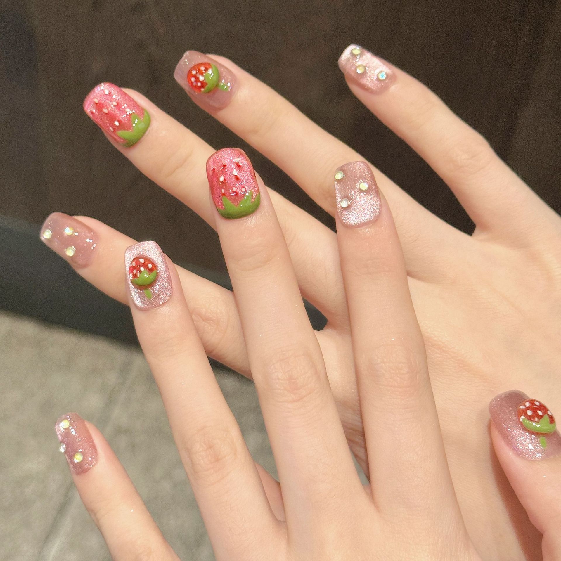 10pcs Handmade Press on Nails  - Nail Art Strawberry review and price