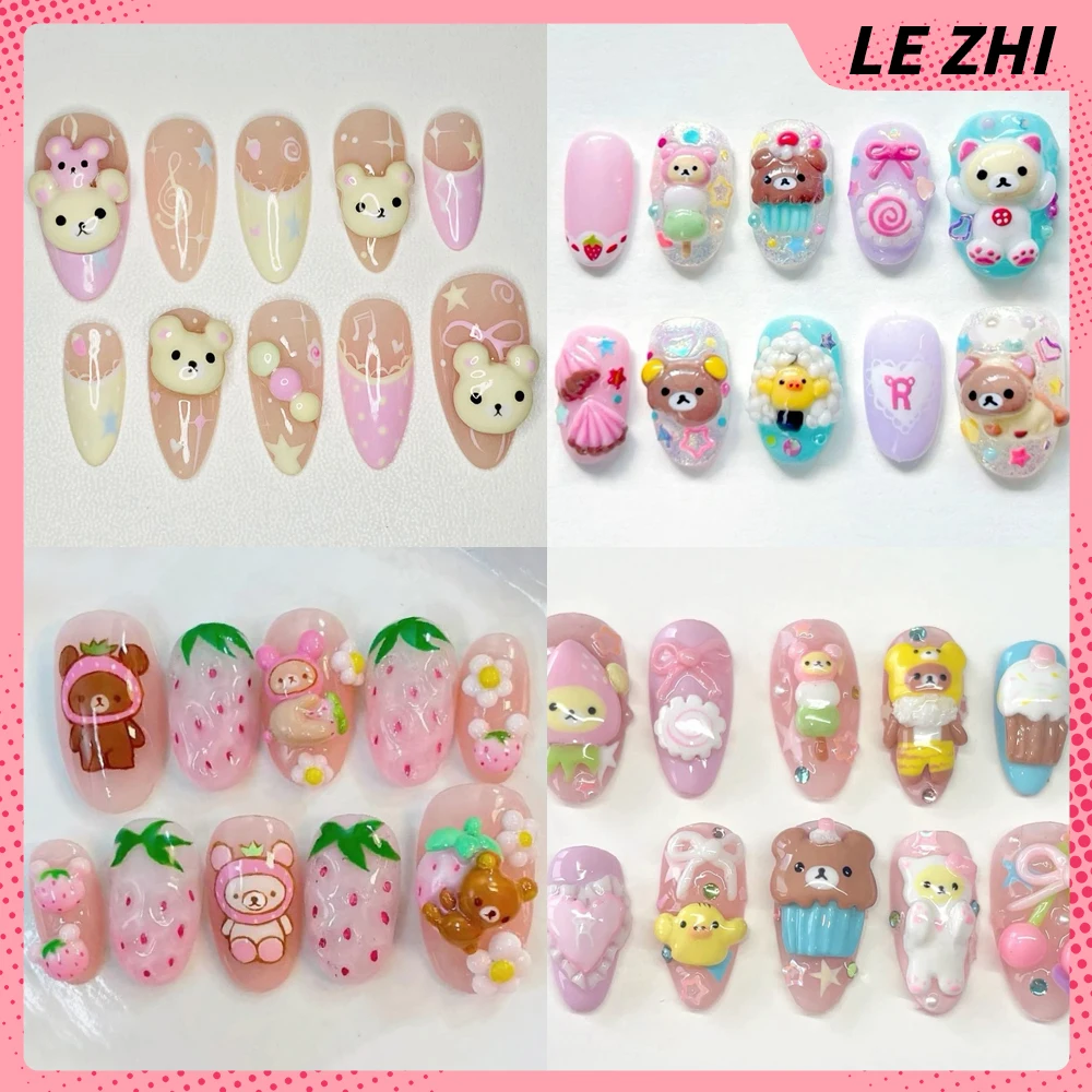 3D Handmade Rilakkuma Press On - Nail Art Strawberry review and price