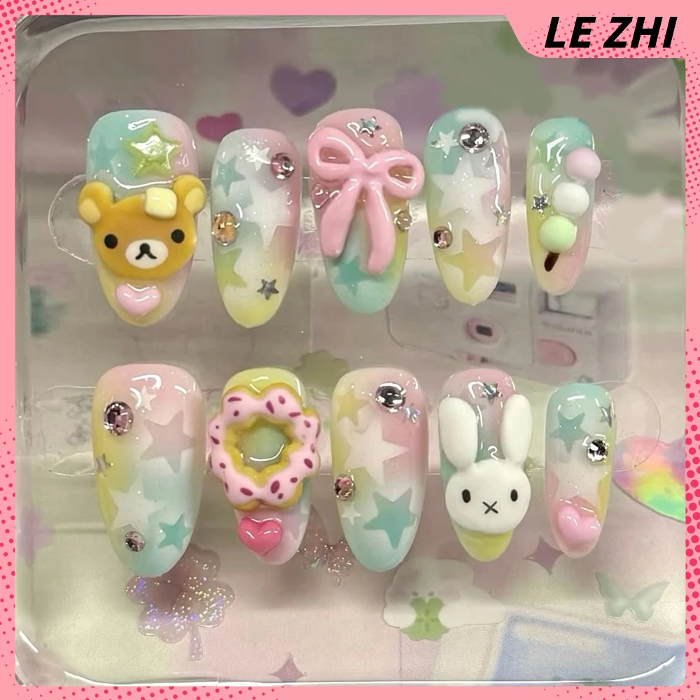 3D Handmade Rilakkuma Press On - Nail Art Strawberry review and price