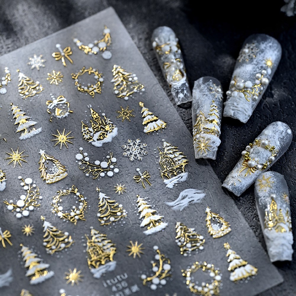 5D Embossed Gold Castle/Garlan - Nail Art Xmas Design review and price