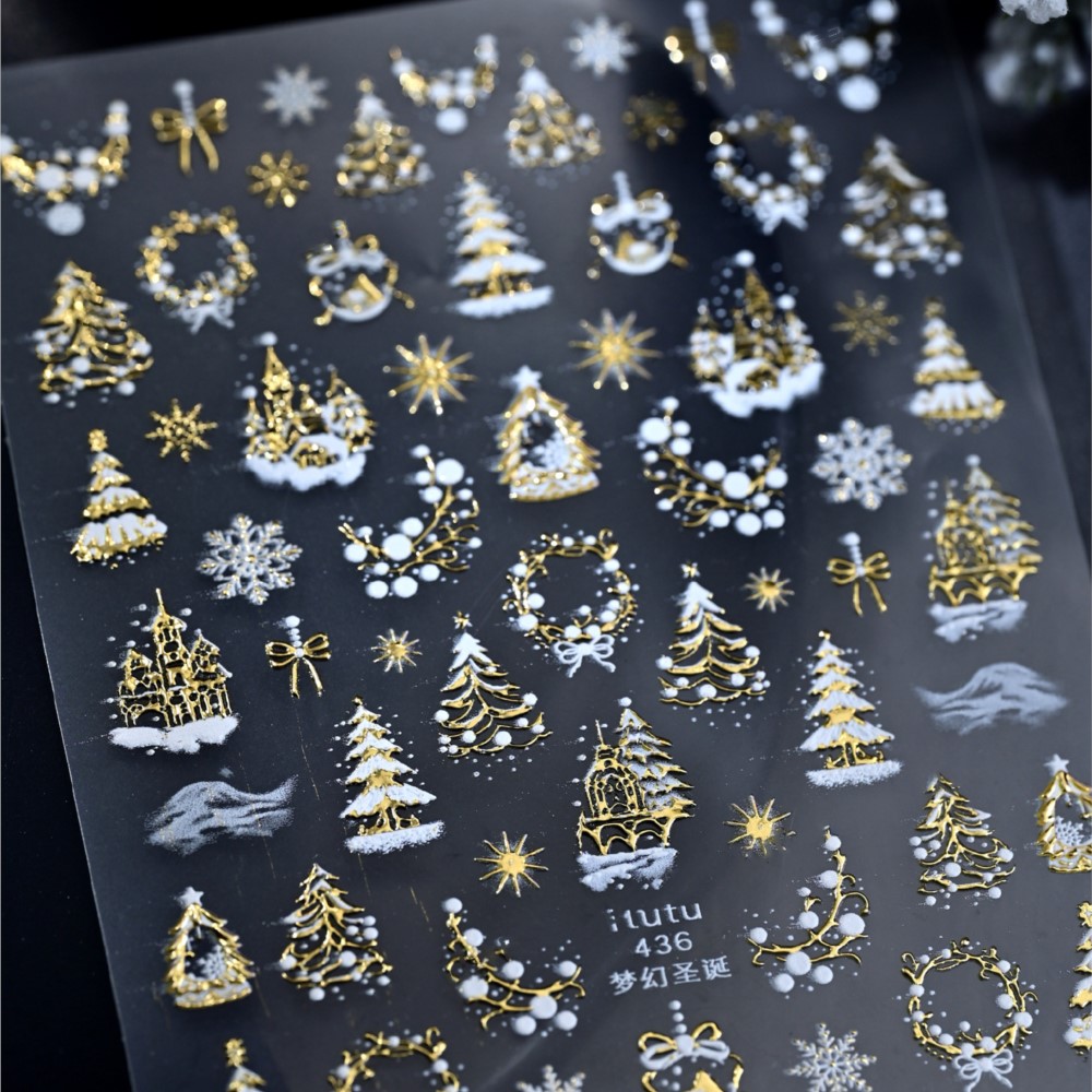5D Embossed Gold Castle/Garlan - Nail Art Xmas Design review and price