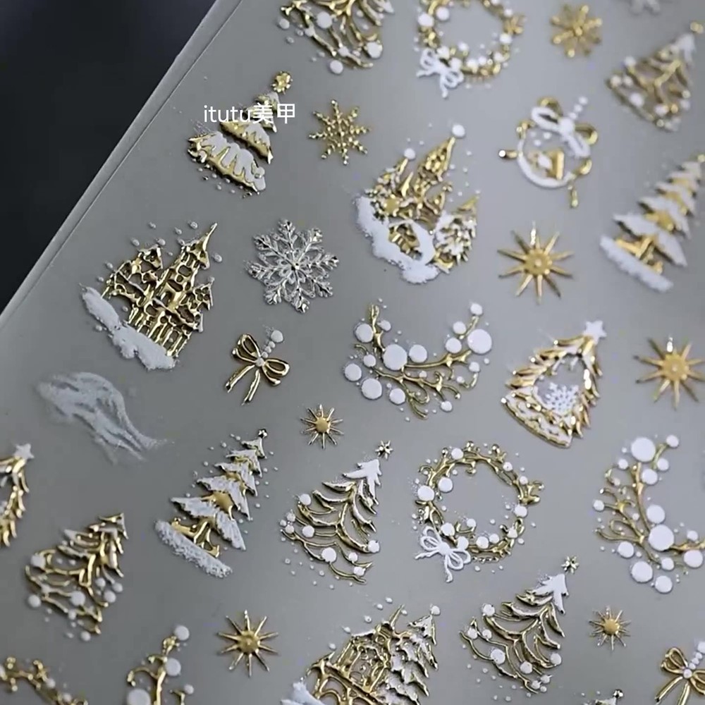 5D Embossed Gold Castle/Garlan - Nail Art Xmas Design review and price