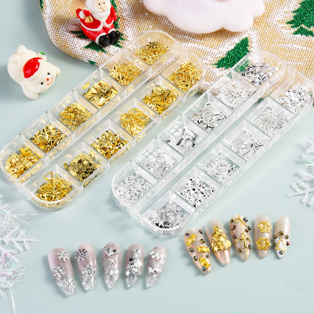 3D Gold Sliver Snowflake Chris - Nail Art Xmas Design review and price