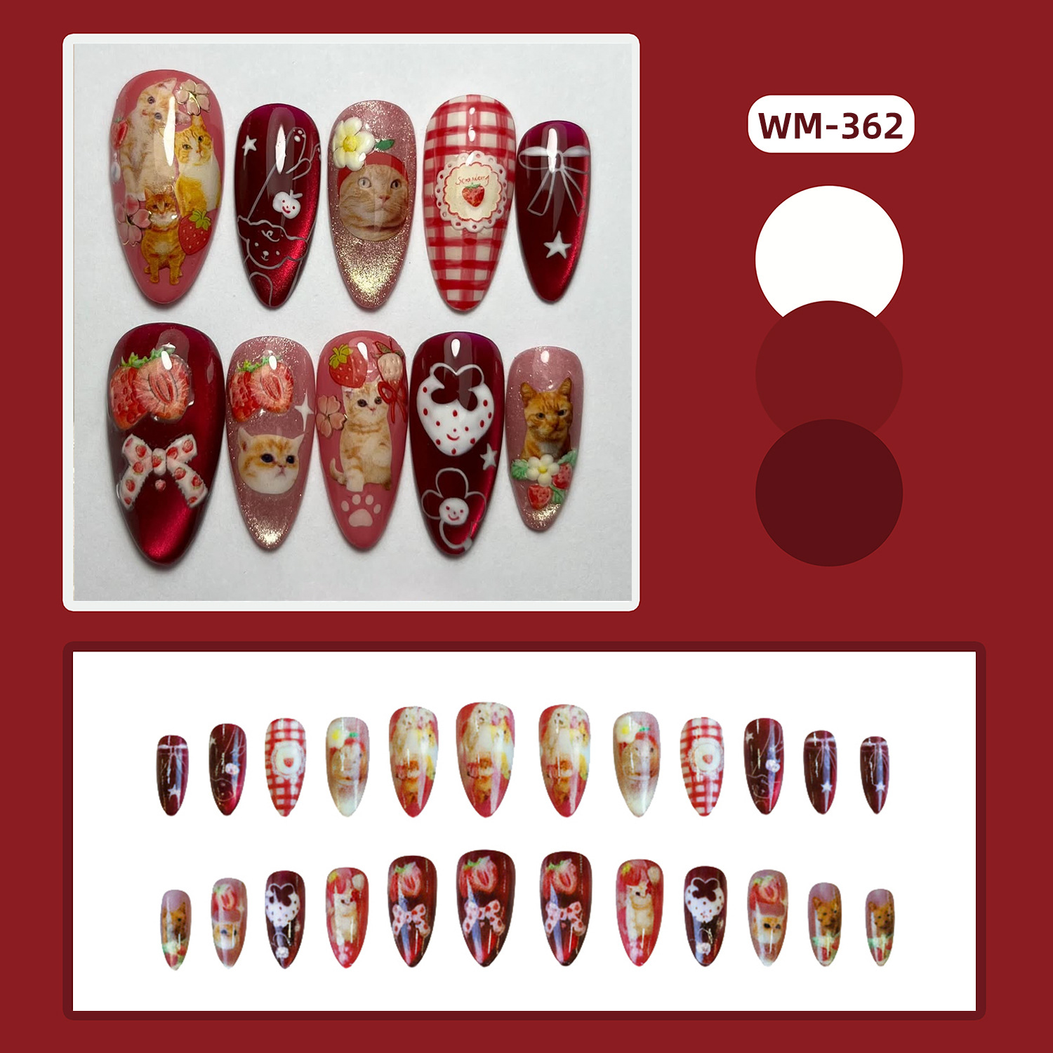24pcs Strawberry Cat's Eye Pre - Nail Art Strawberry review and price
